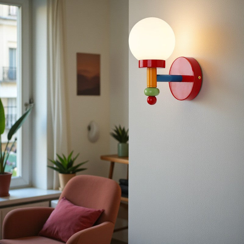 Vintage Memphis Runde Glas Wandleuchte für elegante Ambiente Wandbeleuchtung