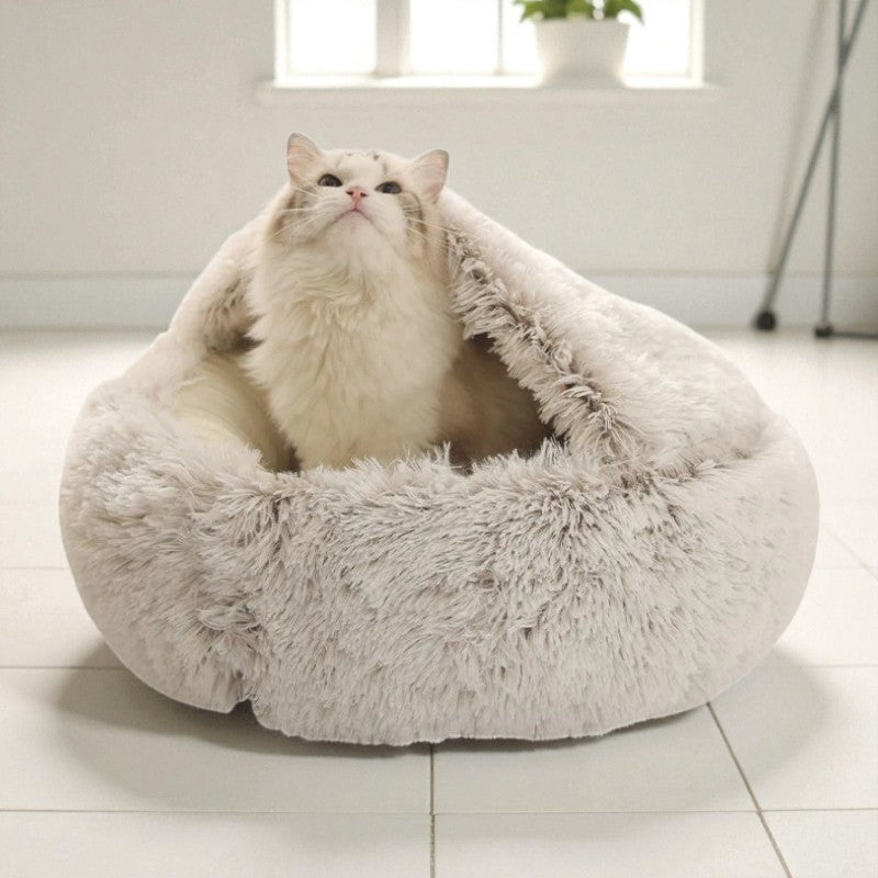 Donut-Haustierbett mit erhöhten Rändern für gemütliche und komfortable Ruhe