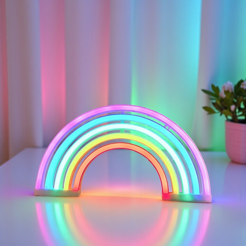Niedliches LED-Regenbogen-Neonschild für Wand- und Tischdekoration