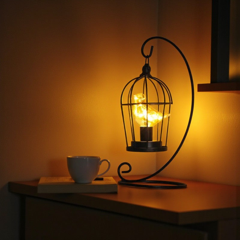 Vogelkäfig - Tischlampe batteriebetrieben