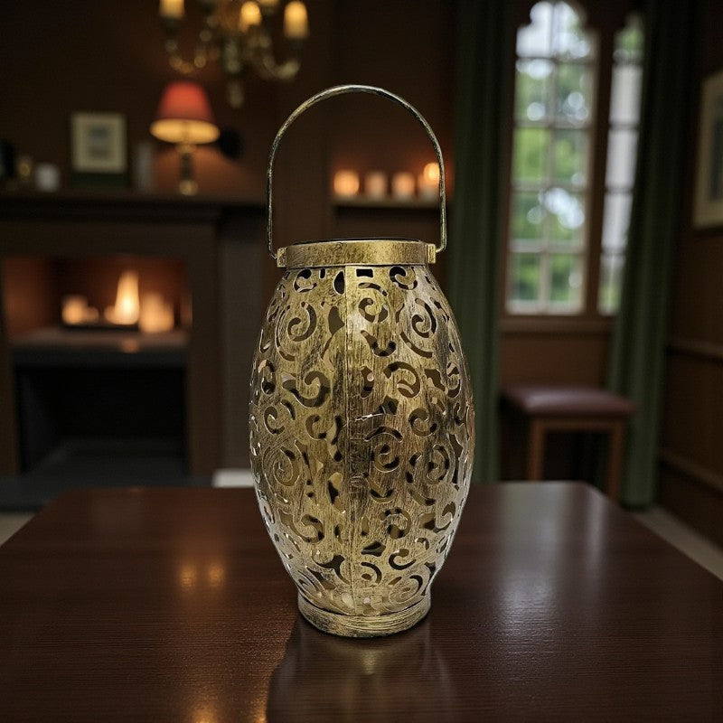 Stilvolle Solar-Laterne mit warmem LED-Licht für Außen- und Innendekor