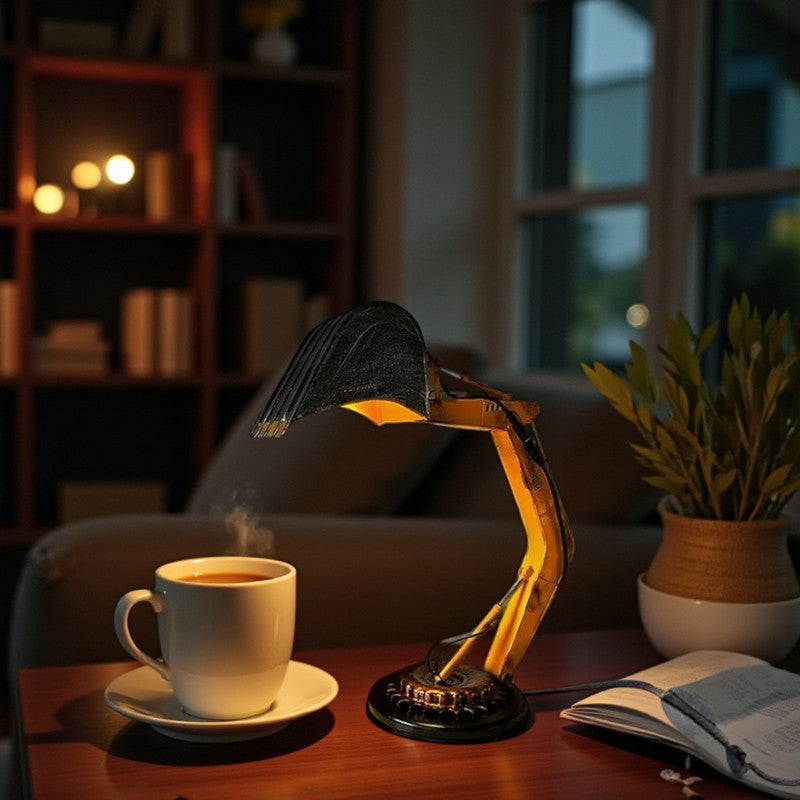 Bagger-inspirierte Tischlampe mit LED für verspielte Innenräume