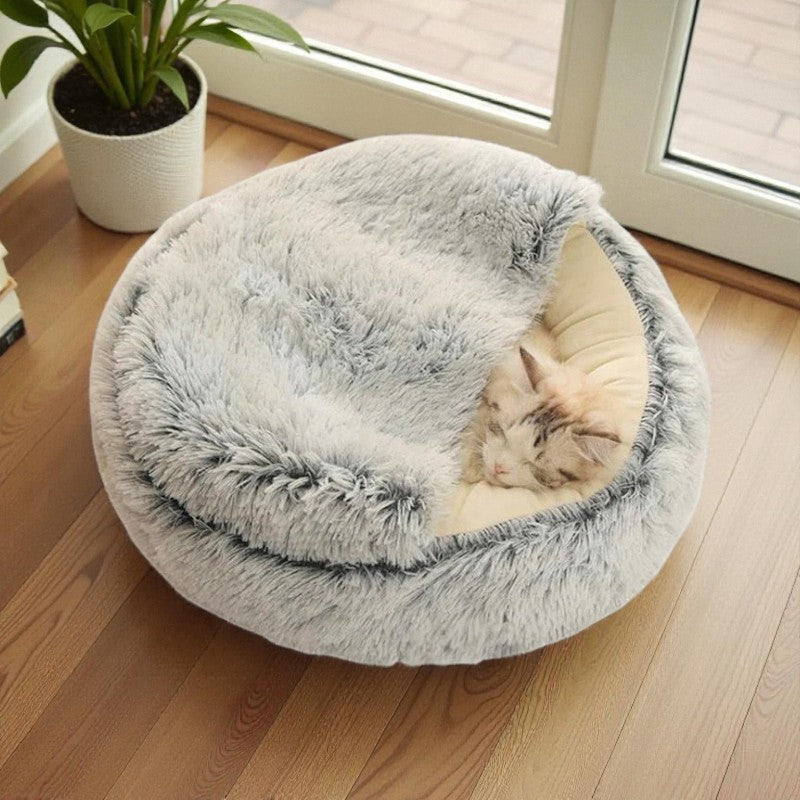 Donut-Haustierbett mit erhöhten Rändern für gemütliche und komfortable Ruhe