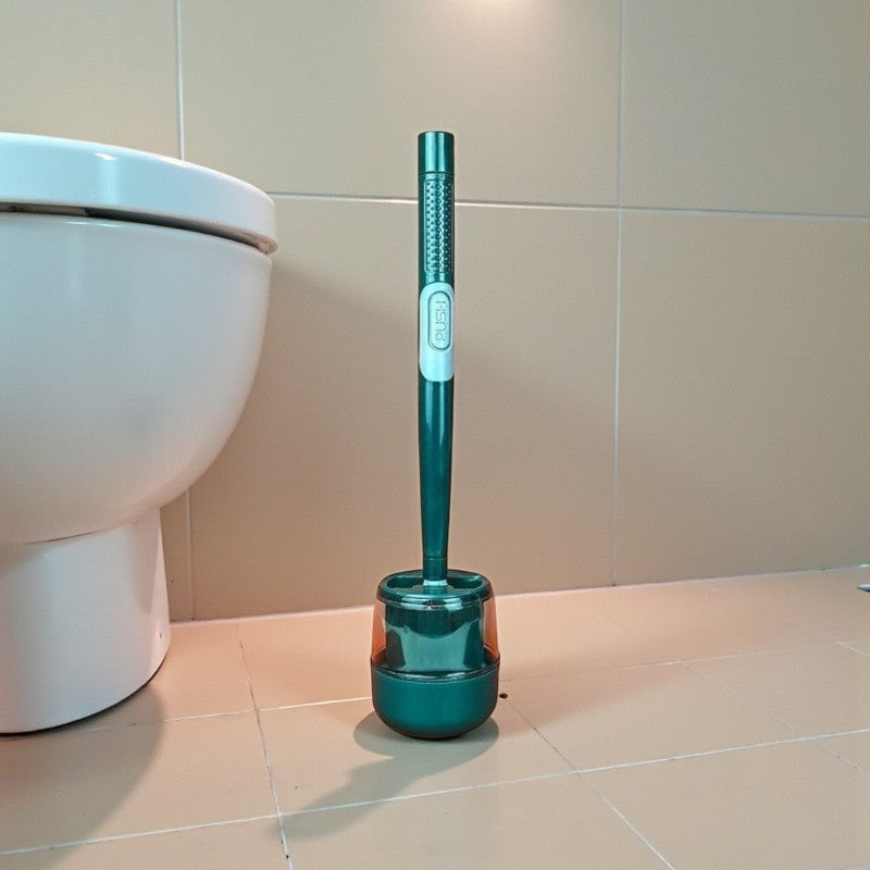 Toilettenbürste mit flexiblen Borsten und integriertem Reinigungssystem