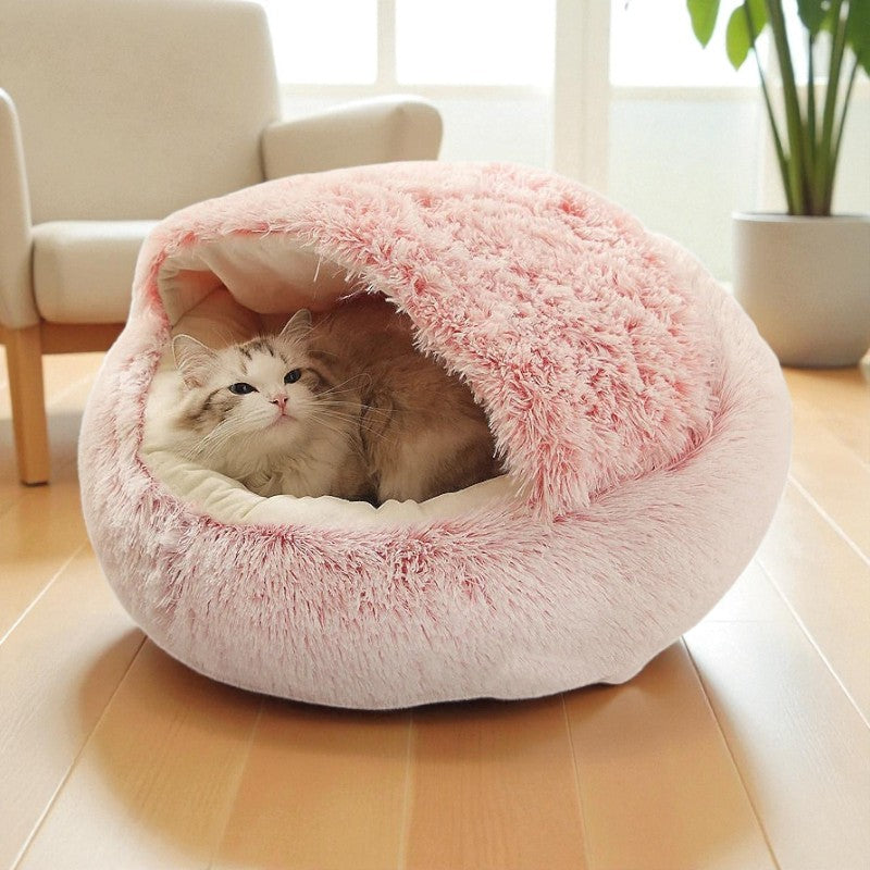 Donut-Haustierbett mit erhöhten Rändern für gemütliche und komfortable Ruhe