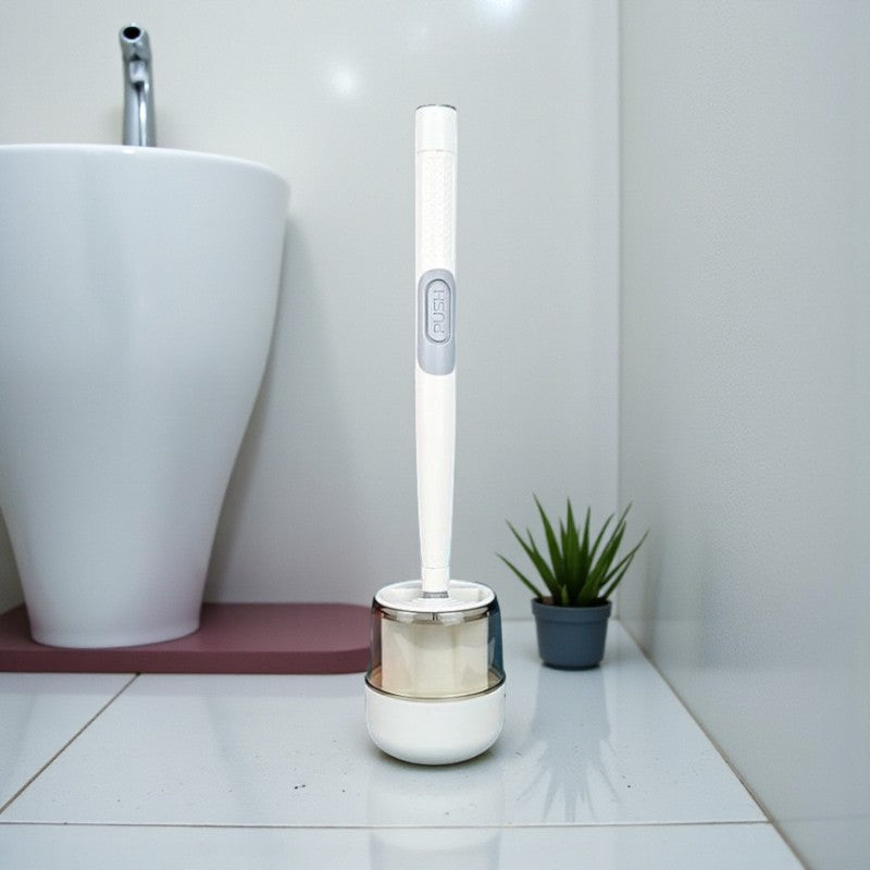 Toilettenbürste mit flexiblen Borsten und integriertem Reinigungssystem