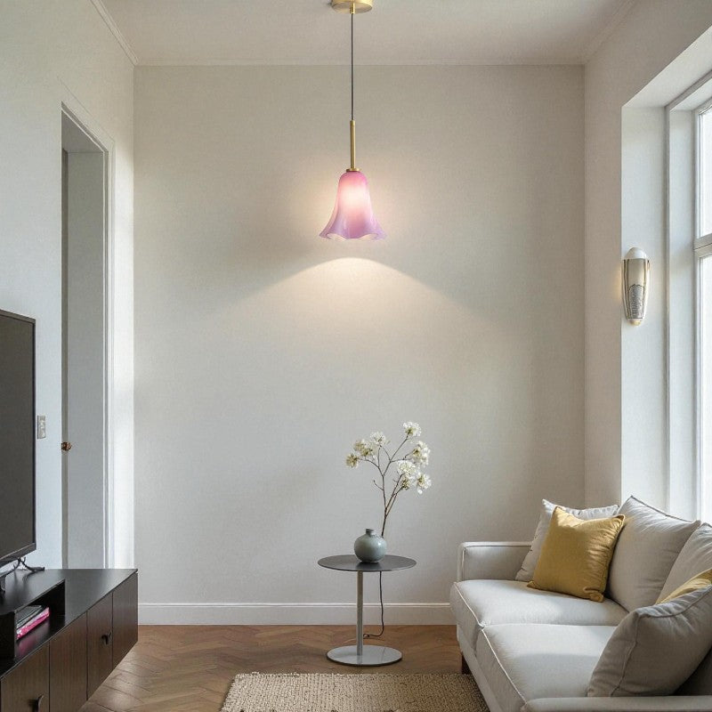 Deckenlampe mit langem Ständer und Blumen Design