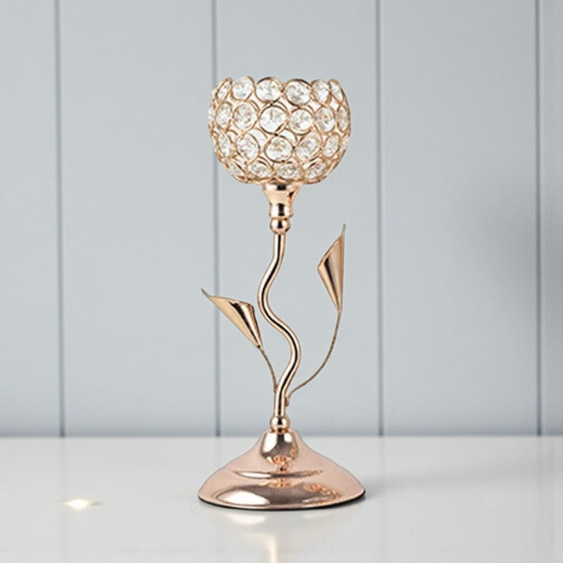 Kristall Blumen Kerzenhalter Set mit klassischem Metall Design