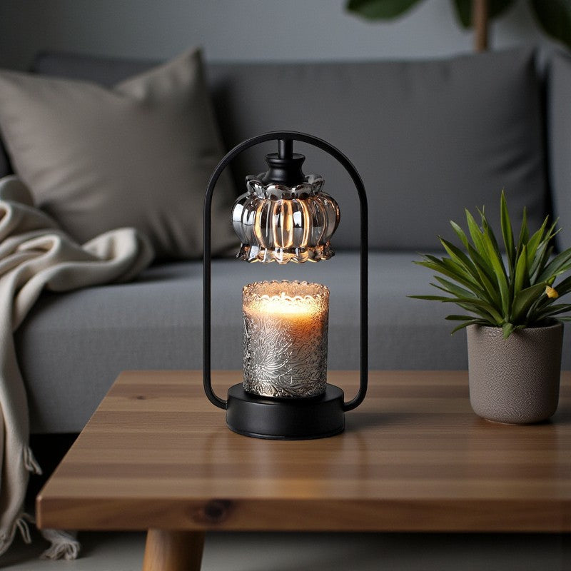 Nordische Tischlampe mit Glasschirm und rundem Eisenfuß Moderne, sanfte Beleuchtung