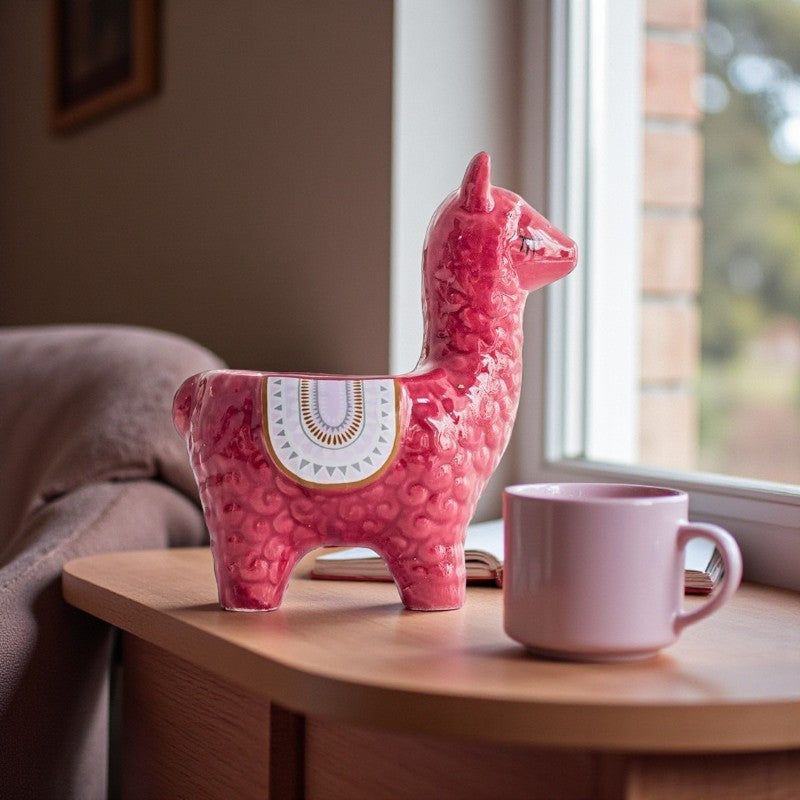 Niedlicher Blumenübertopf in Alpaka-Form für den Innenbereich Einzigartiger Schreibtisch-Planter für die Wohnkultur