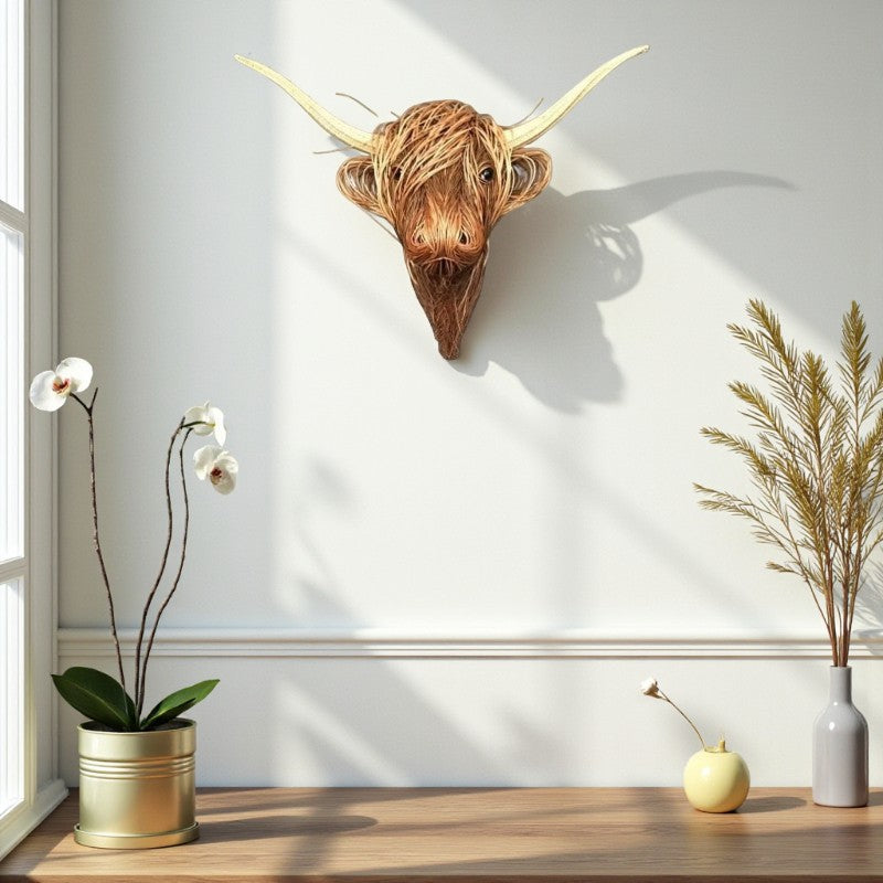 Handgefertigte Tier-Wanddekoration mit naturinspiriertem Stil