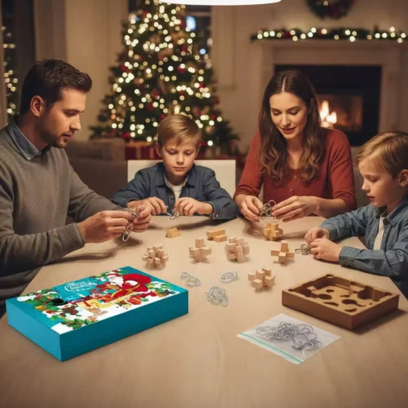 PuzzleForge - Adventskalender mit 24 Puzzles aus Metall und Holz