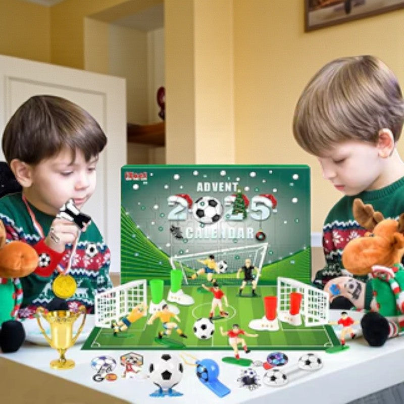Fußball-Adventskalender für Kinder mit täglichen Überraschungen und lustigen Accessoires