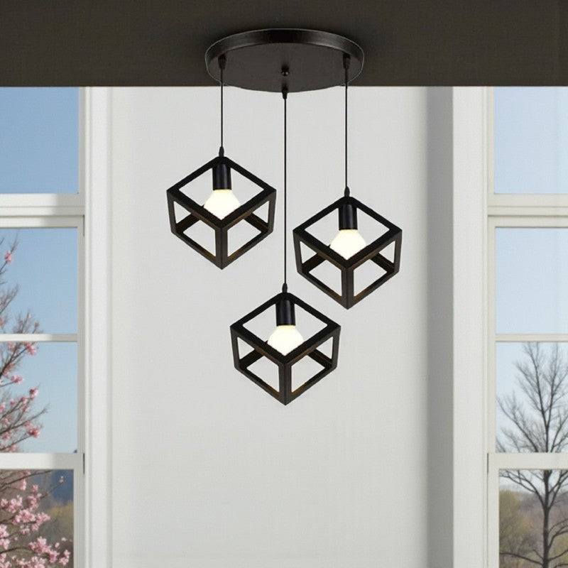 3-Licht Pendelleuchte in Würfelform mit verstellbarer Höhe Moderne Hängelampe