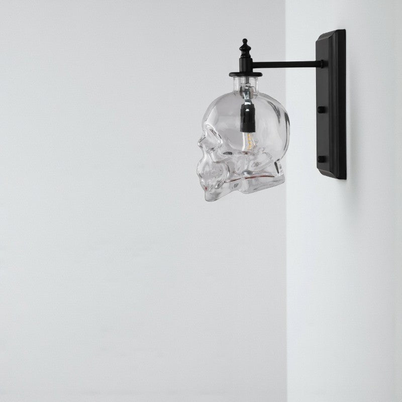 Industrielle Wandleuchte mit schädelförmigem Glasschirm Moderne Beleuchtung