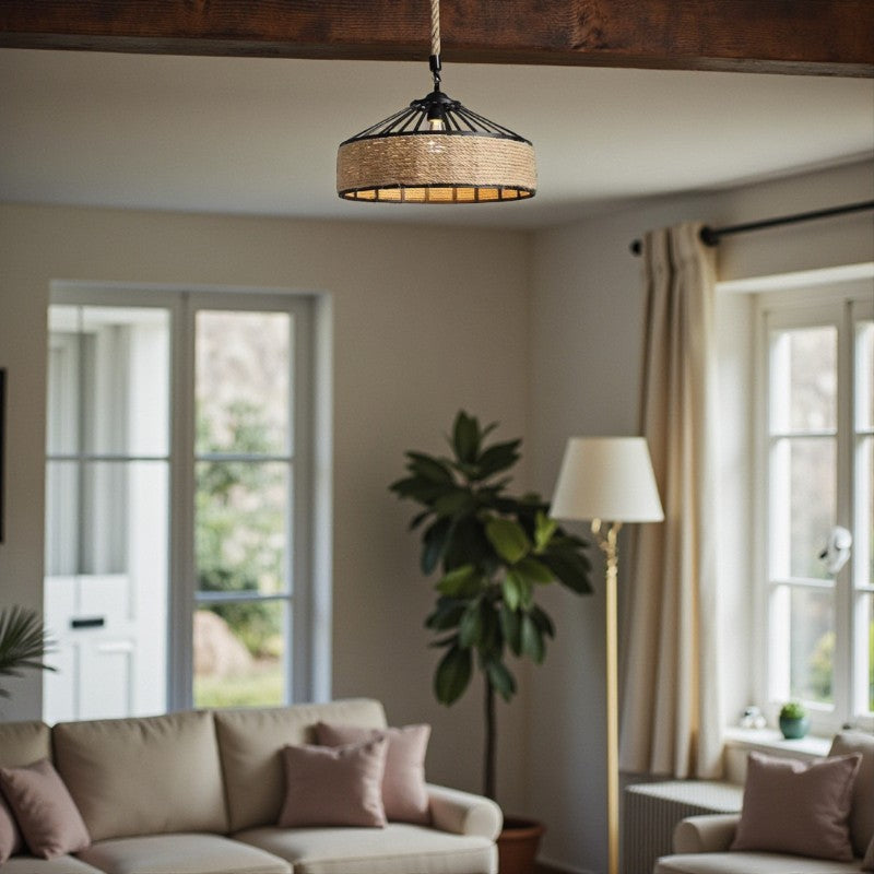 Seil-Pendelleuchte mit Rustikalem Industriestil