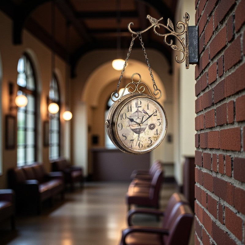 Vintage Bahnhof-Wanduhr mit zeitlosem Charme