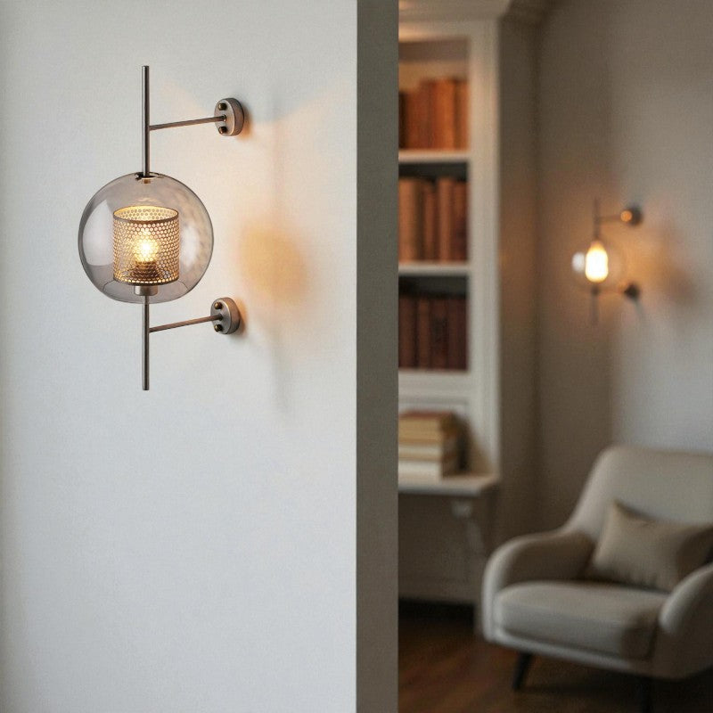 Doppelte Wandleuchte mit runden verstellbaren Köpfen und Wandhalter