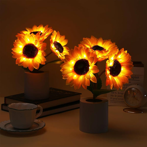 Sonnenblumenförmige - LED-Tischleuchte mit warmem Licht