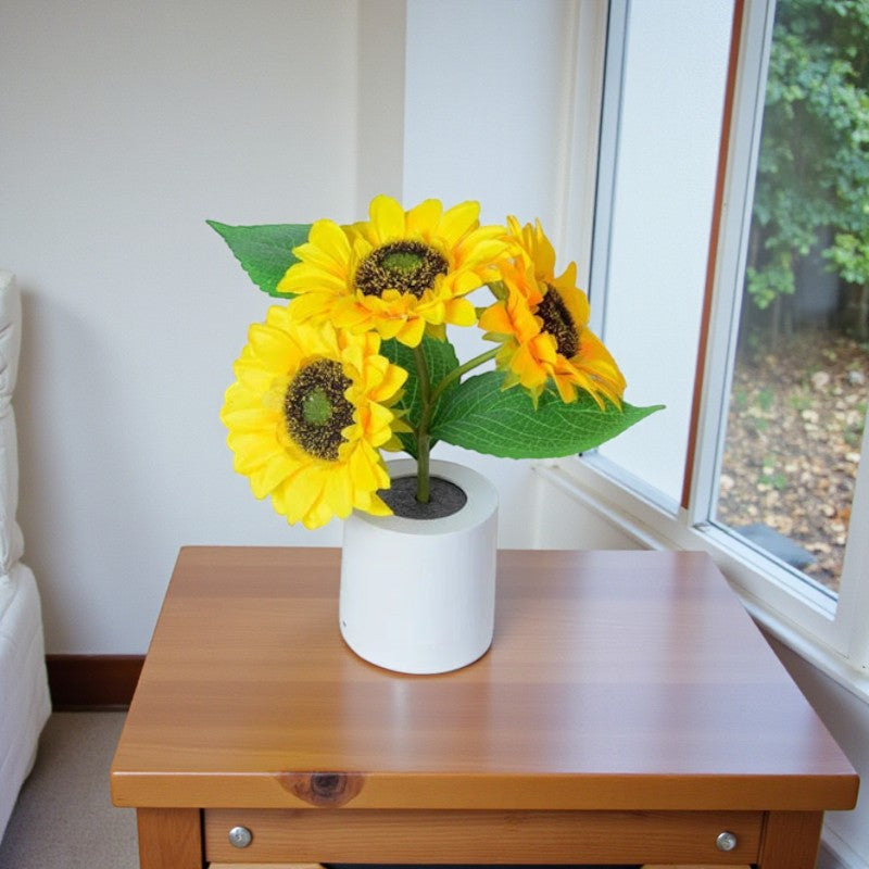 Wiederaufladbare Sonnenblumen-LED-Tischlampe mit verstellbarer Helligkeit