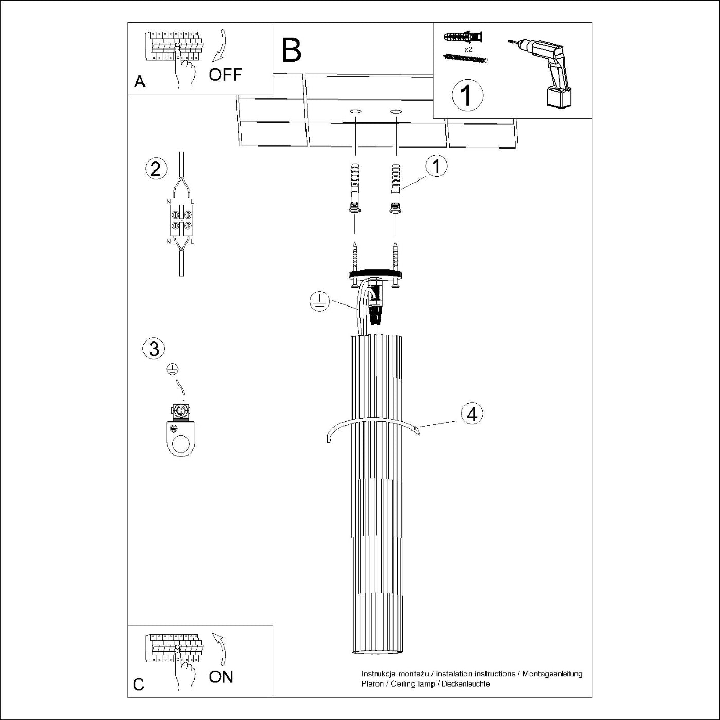 Lumio - Ockerrote Deckenleuchte GU10 60 cm