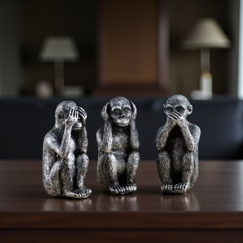 Verspieltes Affen Trio für klassische Dekoration verleiht Wohnzimmern und Regalen Charme