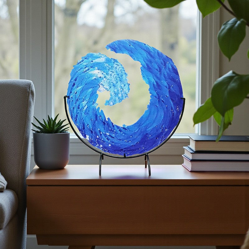 Künstlerische Glas-Skulptur einer Meereswelle