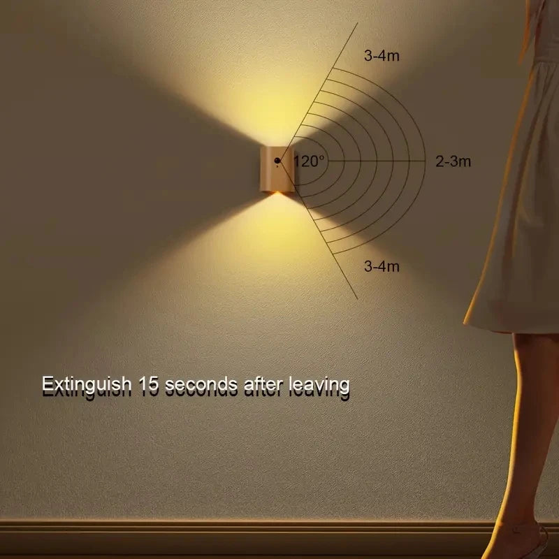 LumiHout - Wandlampe Holz mit Bewegungsmelder, Up & Down LED