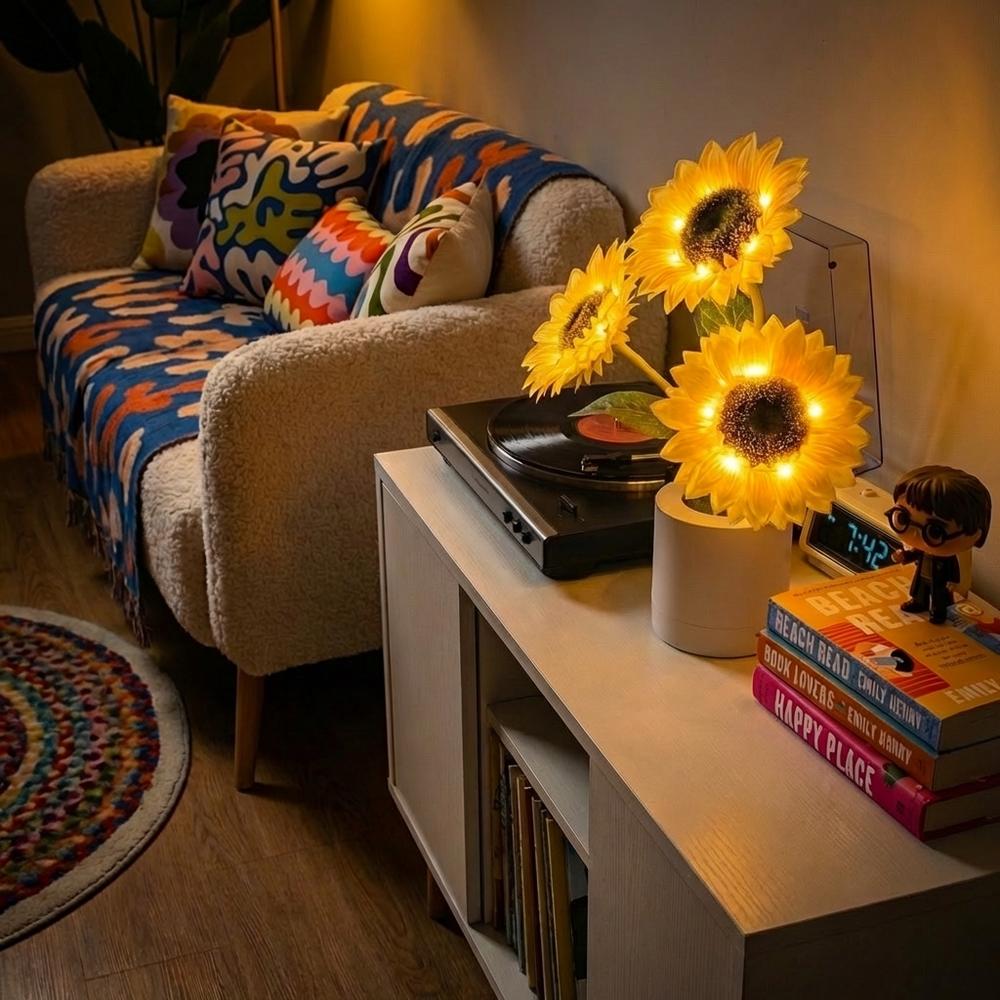 Sunbluma – Tischlampe mit 3D-Sonnenblumendesign und LED-Licht