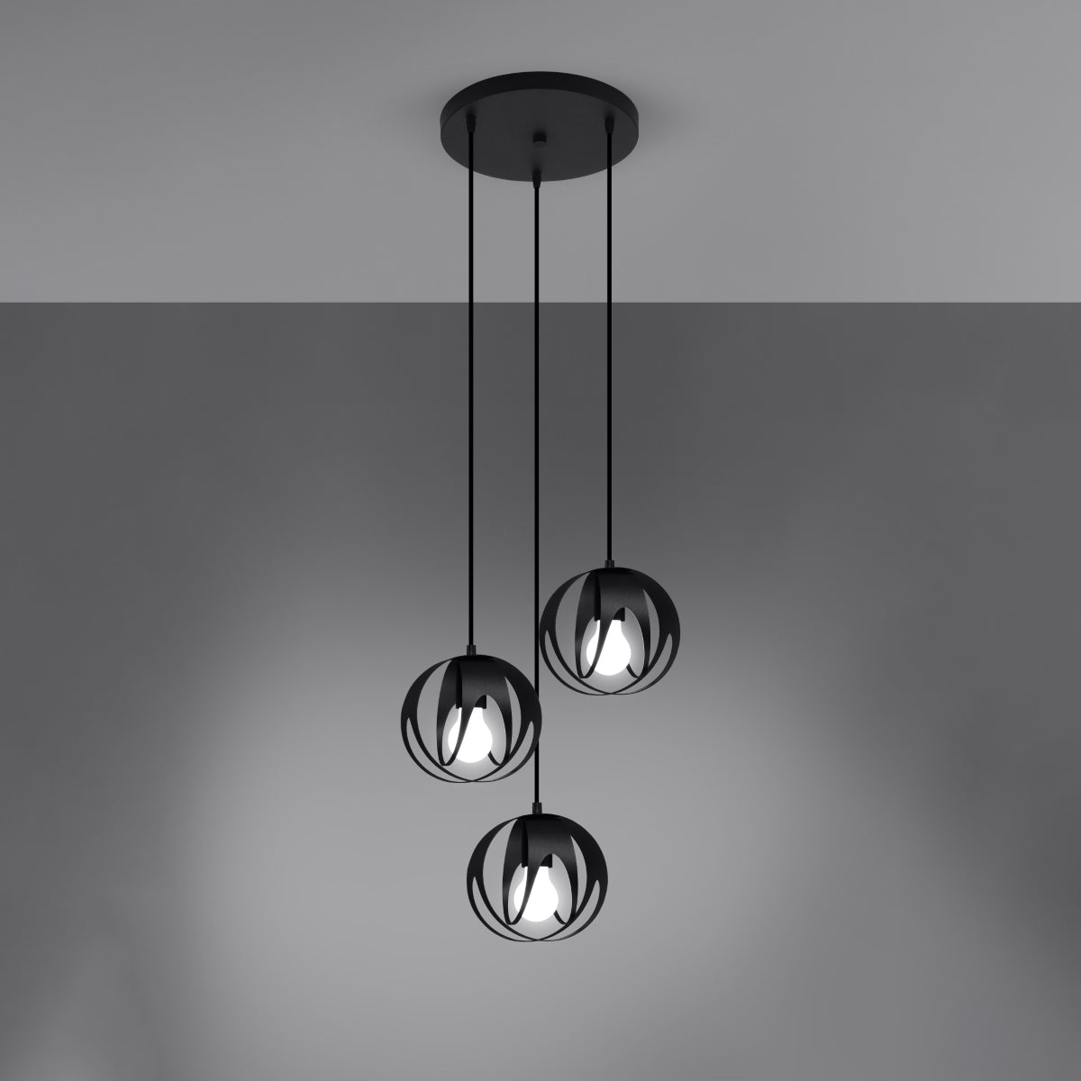 Solara - Dreiflammige Pendelleuchte, schwarz, 117 cm, aus
