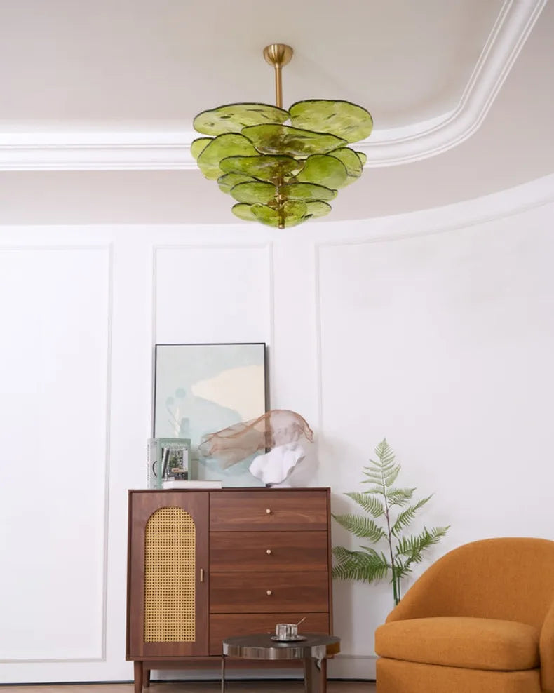 Claria - Lotusblatt-Kronleuchter aus Glas