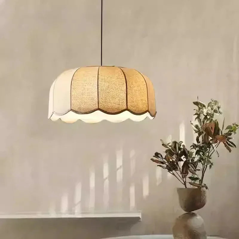 Wabi - Sabi Leinen-LED-Pendelleuchte mit E27-Fassung