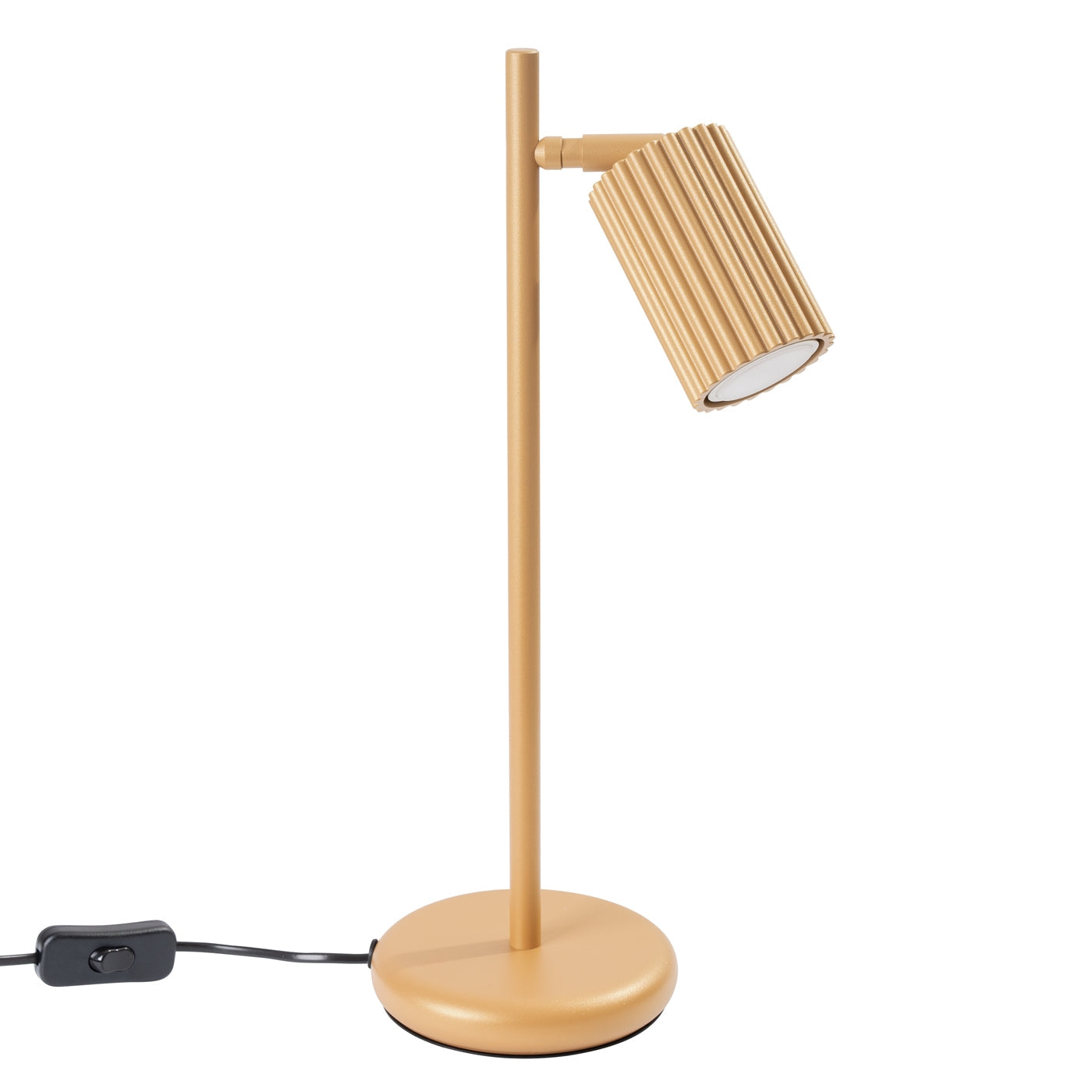 Tabora - Tischlampe goldfarben im geriffelten Röhrendesign