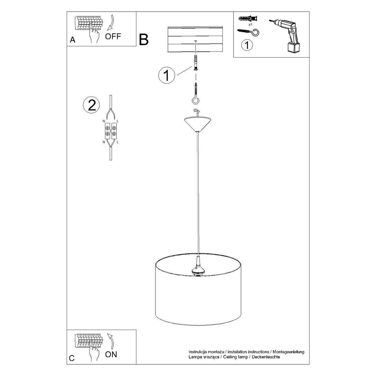 Halona - Kinderzimmer-Hängeleuchte, 40 cm, mehrfarbig mit