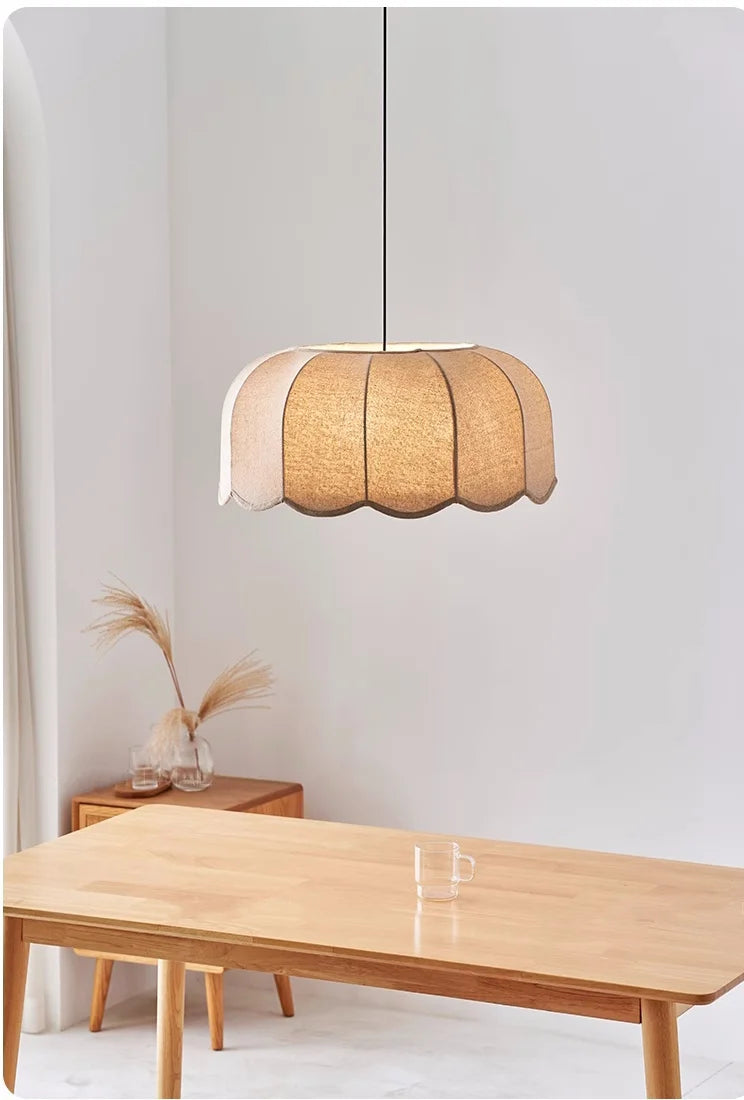 Wabi - Sabi Leinen-LED-Pendelleuchte mit E27-Fassung
