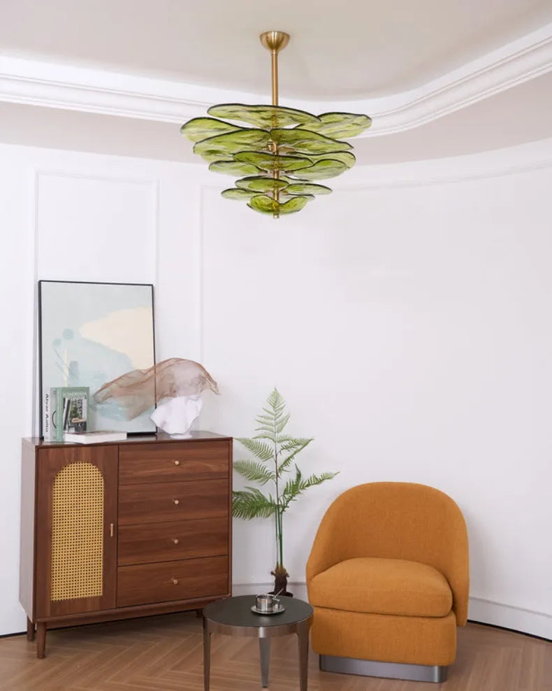 Claria - Lotusblatt-Kronleuchter aus Glas