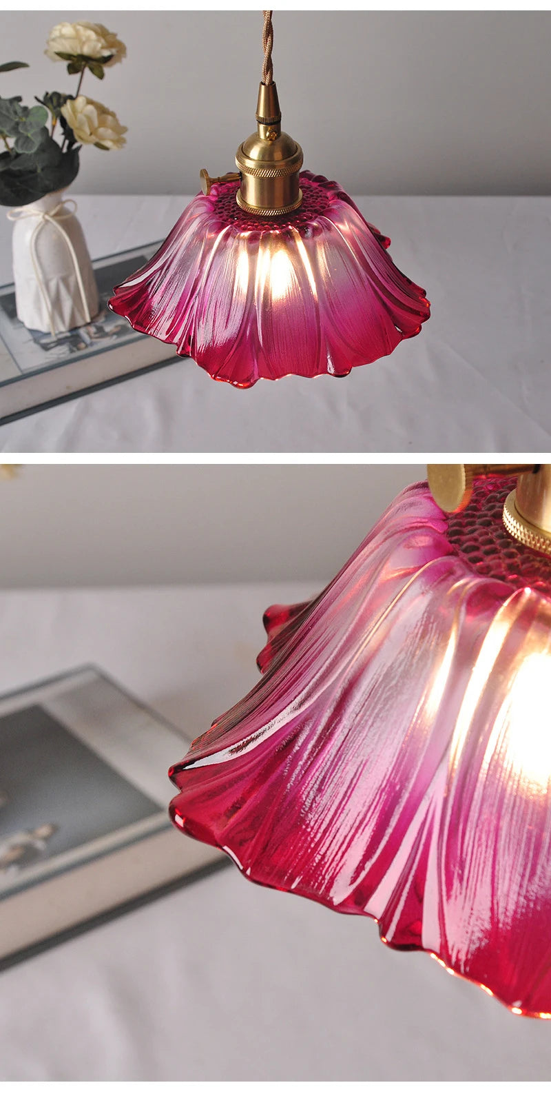 Celira - Art-Deco-Pendelleuchte aus Glas und Eisen