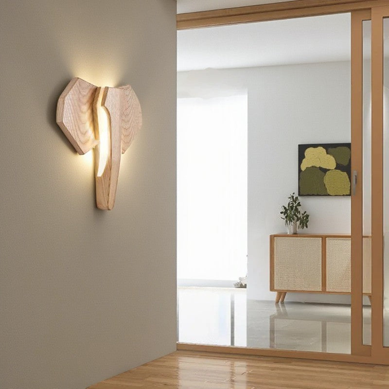 Nordische Wandleuchte aus Massivholz in Elefantenform LED Dekorative Beleuchtung