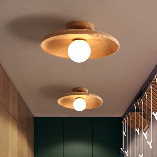 Flache - Deckenleuchte in Schalenform aus Holz