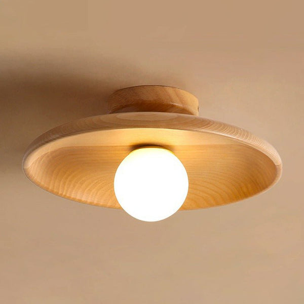 Flache - Deckenleuchte in Schalenform aus Holz