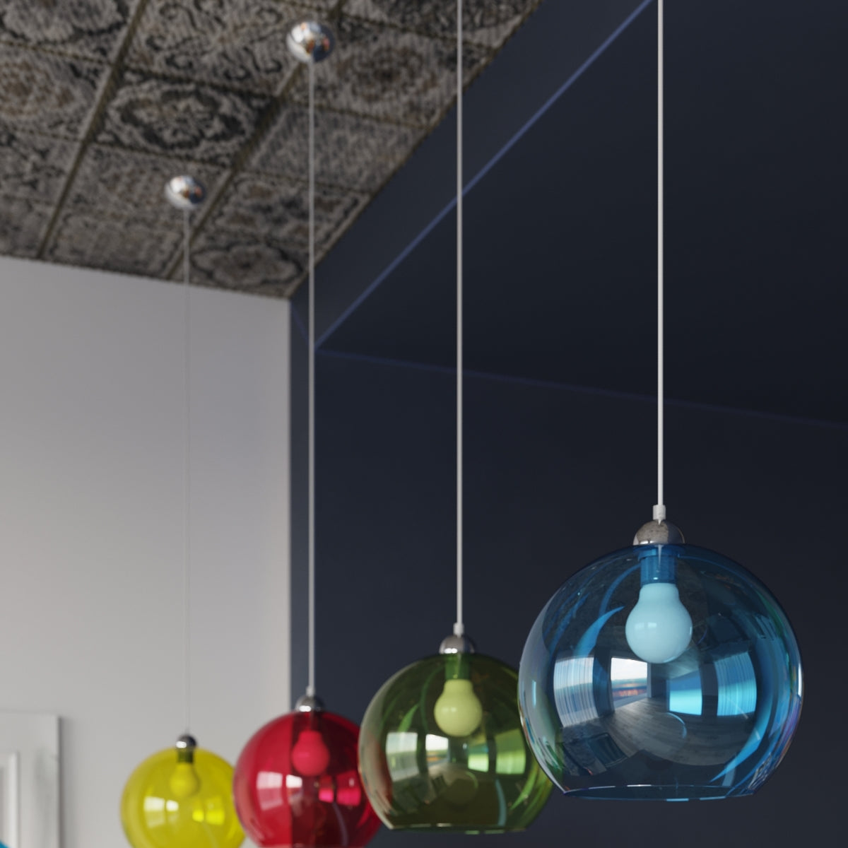 BALL - Pendelleuchte, transparente Glaskugel