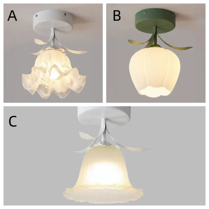 Claria - Tiffany-Deckenleuchte mit kleinen Glasblumen