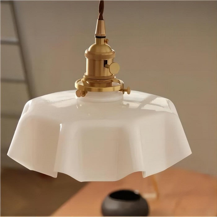Aurela - Retro-Pendelleuchte in Blumenform aus Glas,