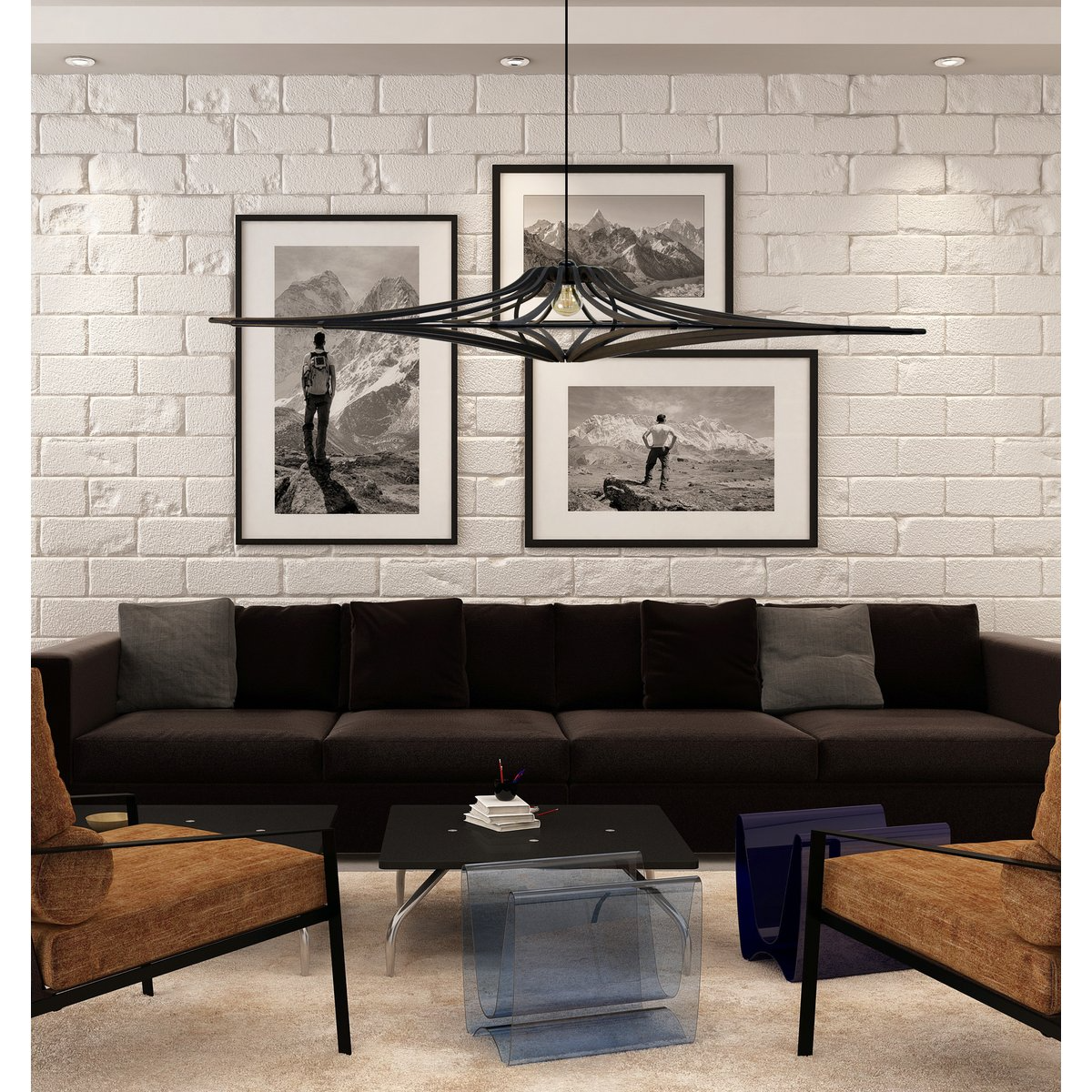 Orbita - XL Design Pendelleuchte 160 cm, Mattschwarz
