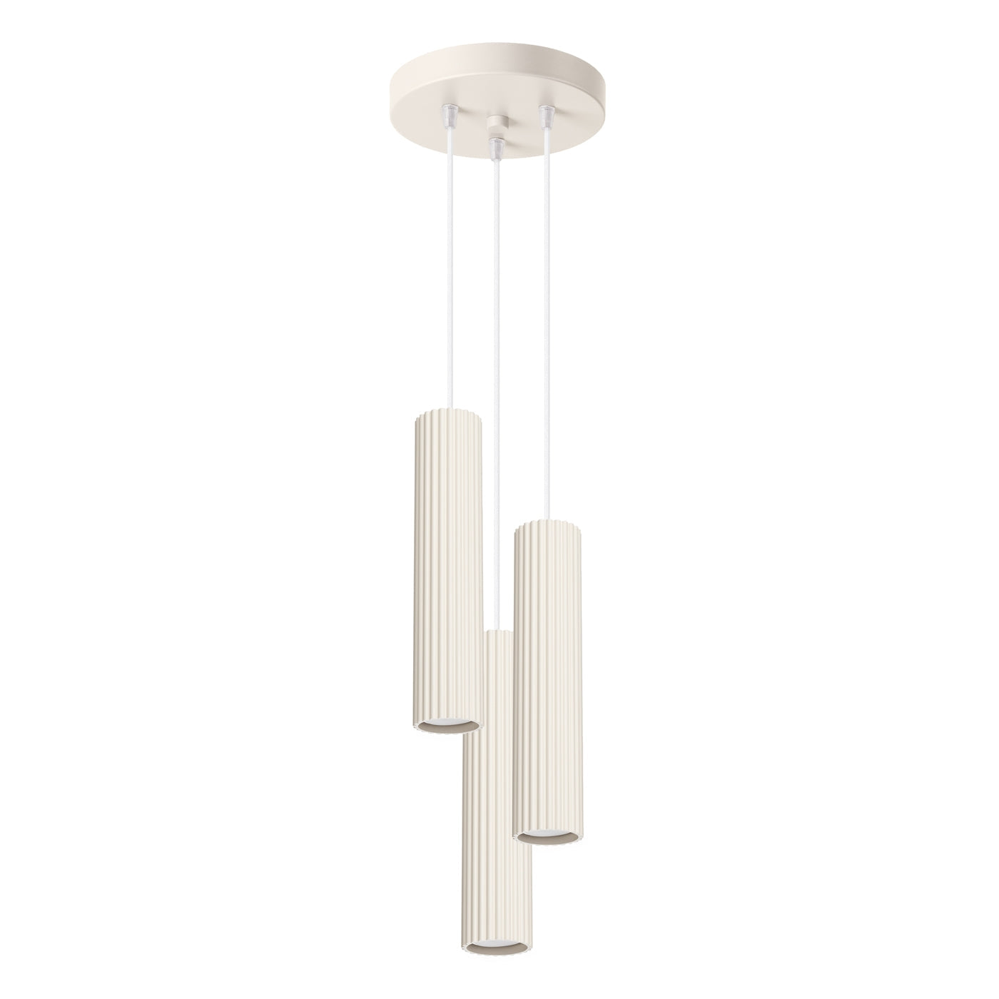 Tabora - Beige 3-flammige Pendelleuchte mit geriffelten