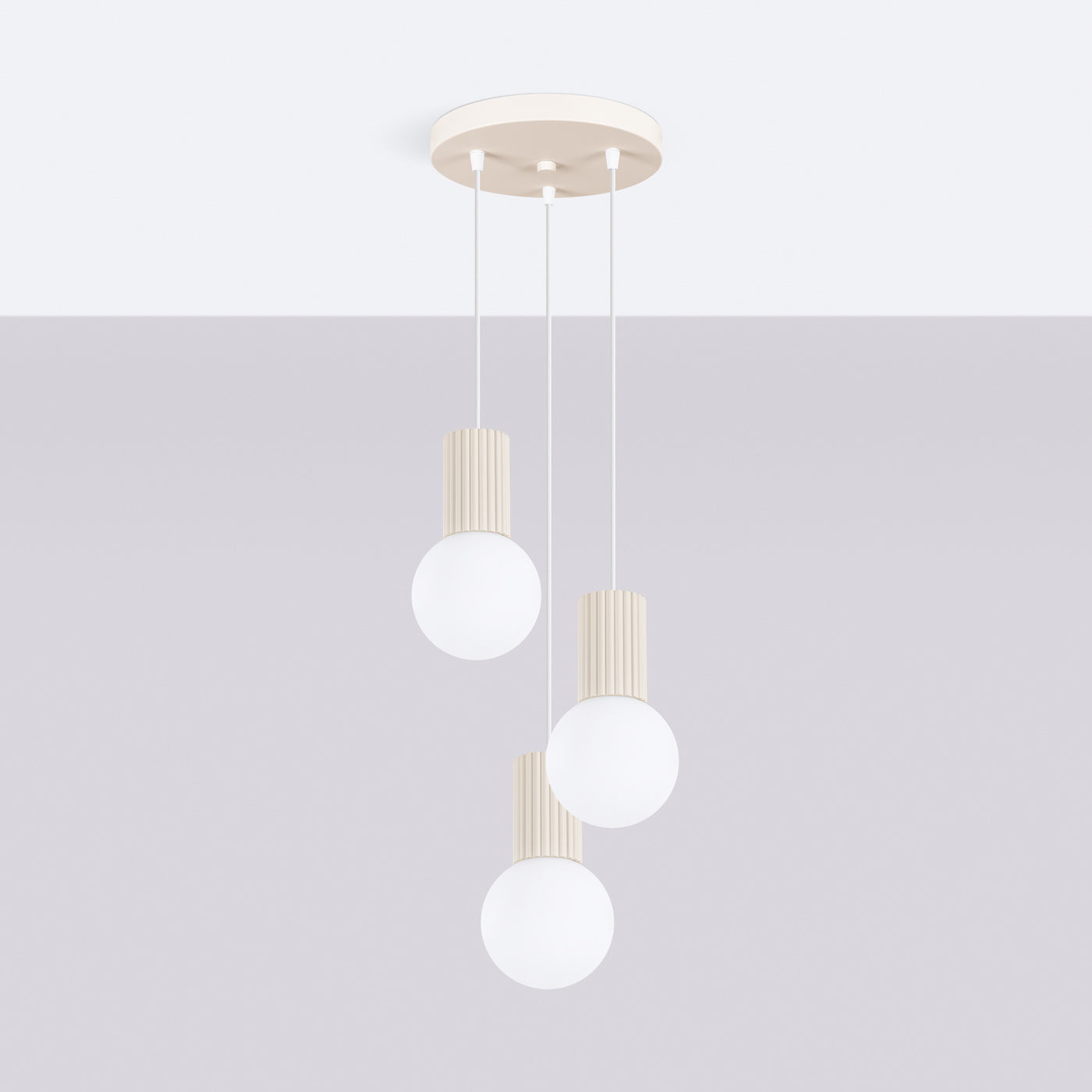 Claria - Pendelleuchte, 3-flammig, beige mit mattierten
