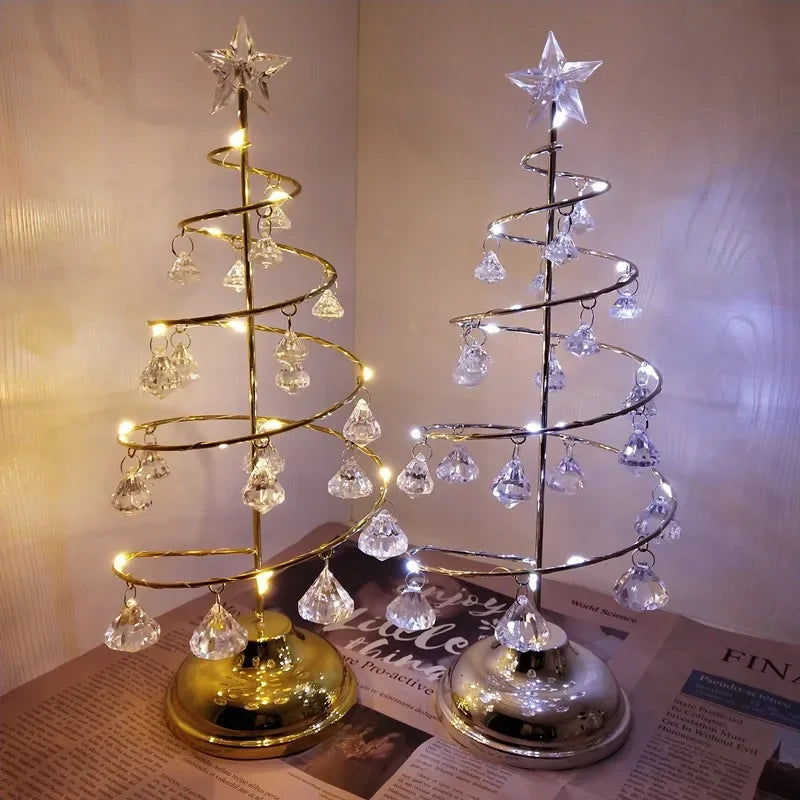 Quelix - LED-Weihnachtsbaum-Tischleuchte mit Kristallmotiv