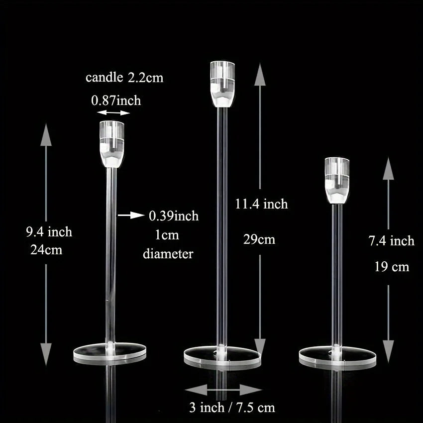 Dekolux - Acryl-Kerzenhalter-Set, 3-teilig