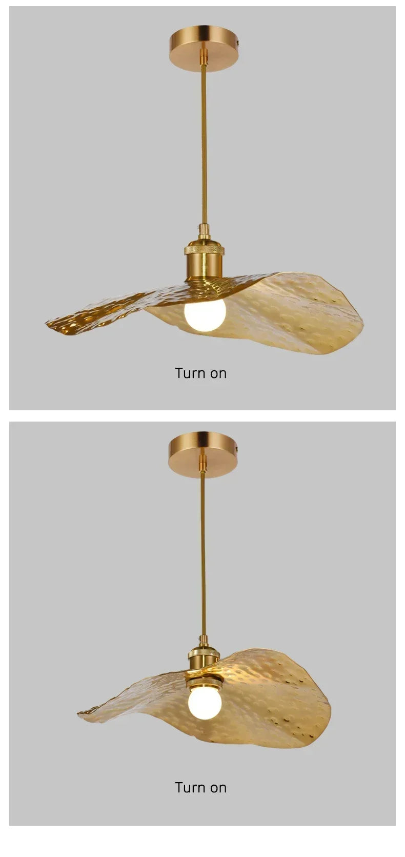 Lucero - Goldene Pendelleuchte im Lotusblatt-Design mit
