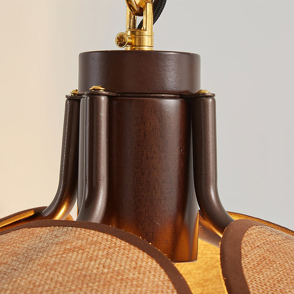 Petal - Wandleuchte Petal Bloom aus Metall, Holz und Leinen